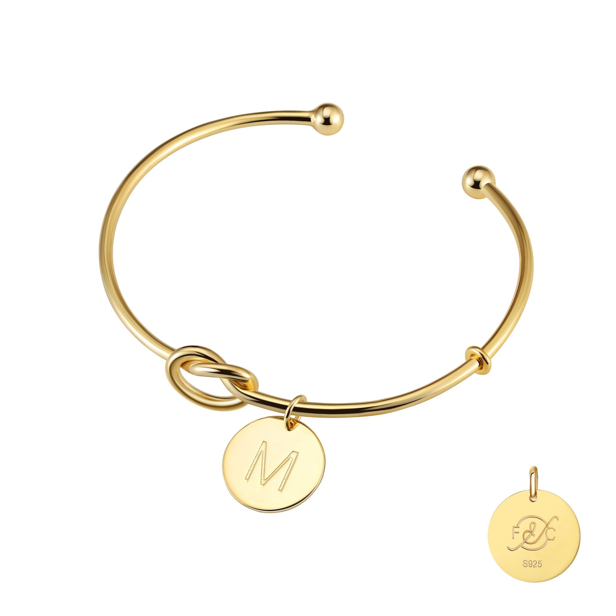 Knot bracelet with on sale initial charm